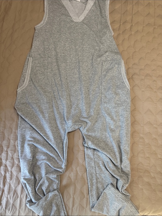 new in Pants - Newin Light Grey Sleeveless Lounge Romper Baggy and Barrel with Side Pockets
